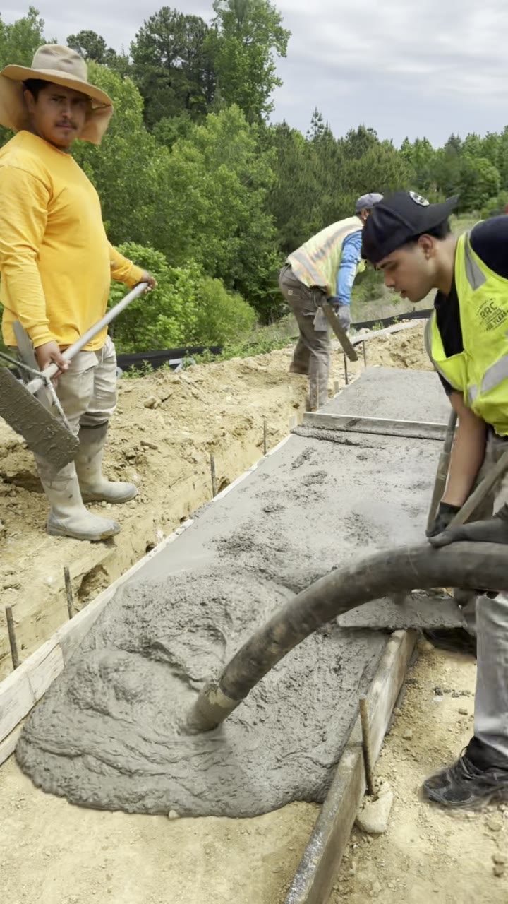 Concrete placement on a jobsite